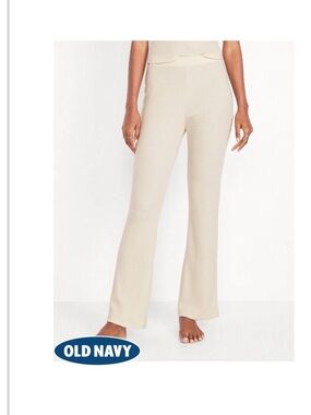 Old Navy Cream Waffle-Knit Lounge Pants with Pink Tie-Dye
